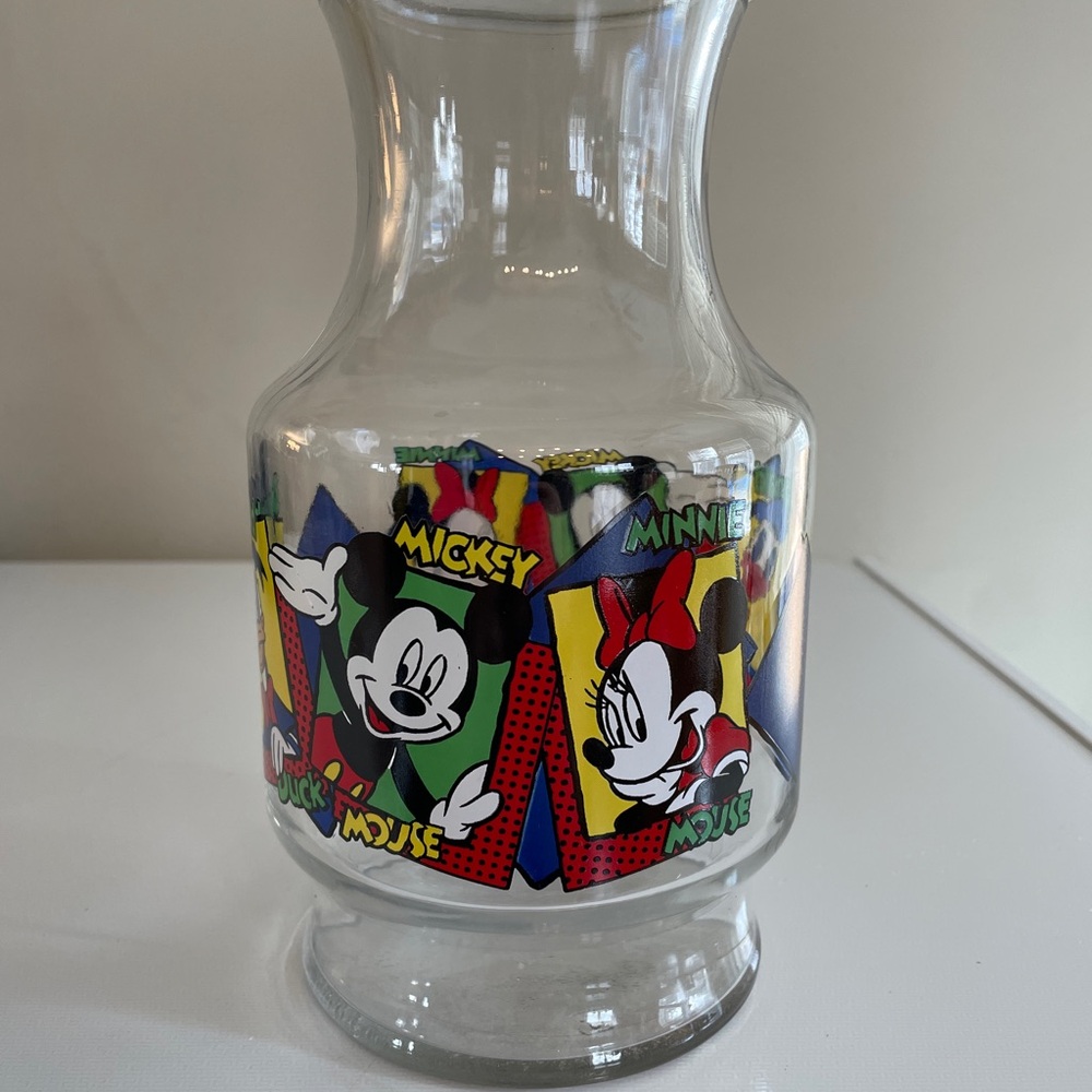 Vintage Anchor Hockings Disney Glass Pitcher / Juice Jug with Lid